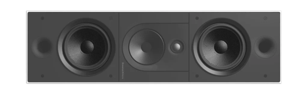 The Bowers & Wilkins CWM 8.3 LCRS (CWM8.3 D) is a reference-grade 3-way in-wall speaker featuring a 1-inch Diamond Dome tweeter, a 5-inch dark Continuum midrange, and dual 7-inch Aerofoil bass drivers. Handling up to 200W with a wide 30Hz–35kHz range, its rotatable aluminum baffle allows for flawless vertical alignment behind acoustically transparent screens.